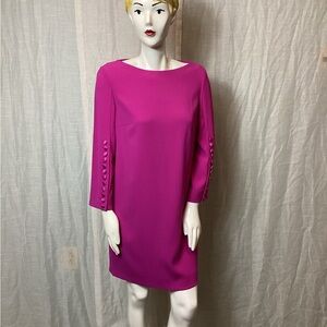 Escada Magenta Long-Sleeve Mini/Shift Dress; Size: 38